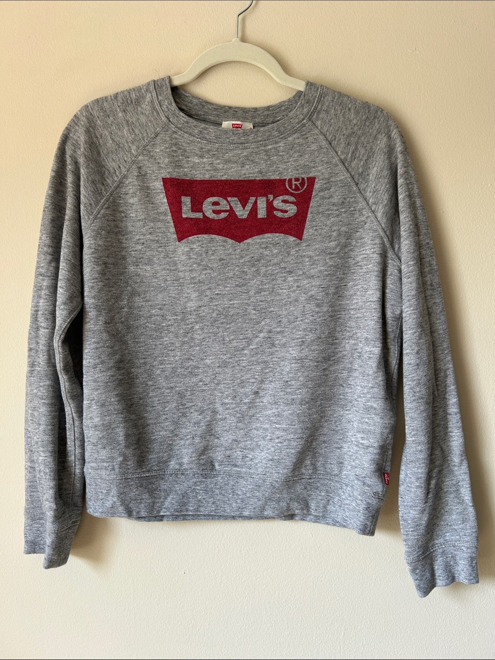 Levi's Women's Grey Crewneck Sweatshirt with Red Logo